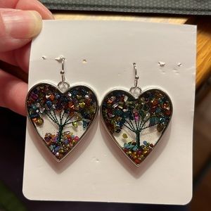Colorful Tree Heart Earrings